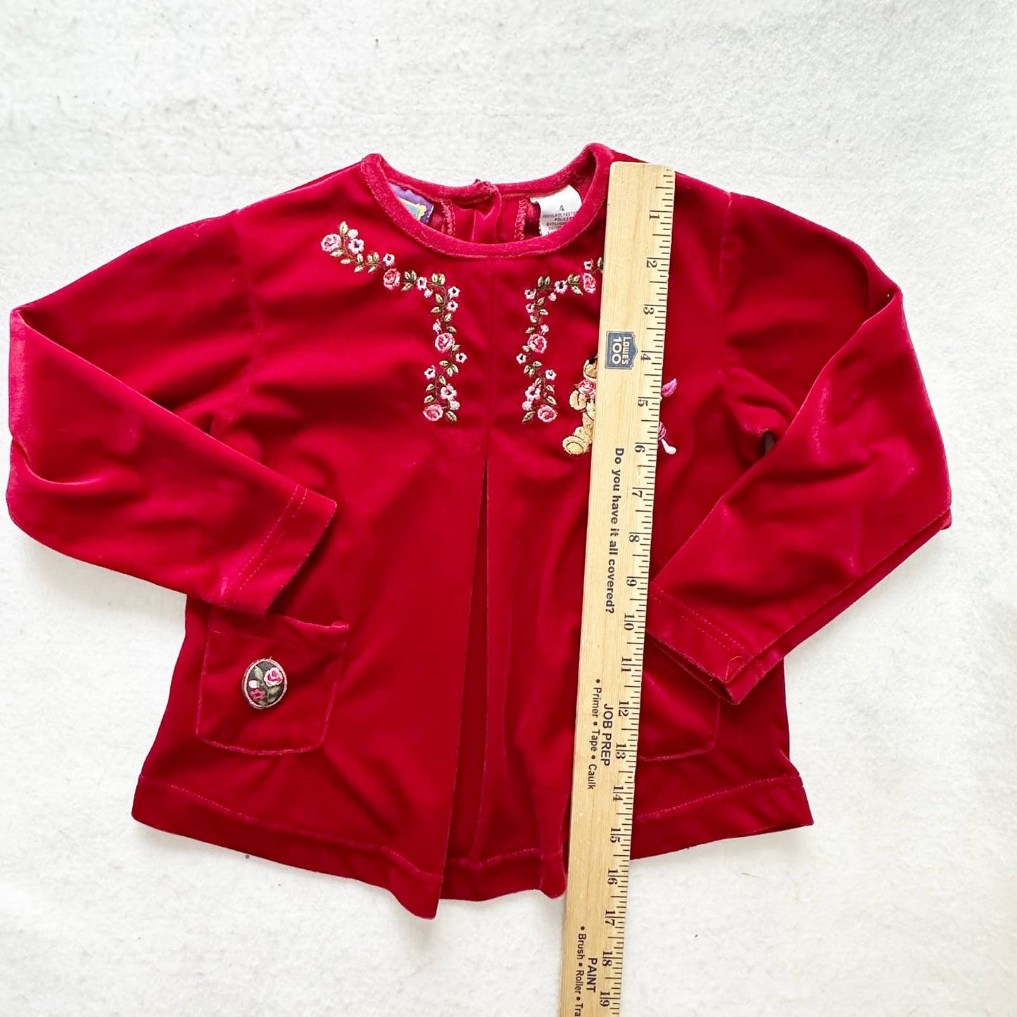 Vintage Pooh Rose Embroidered Velour Top: 4T - Yellow Clover Vintage Kids Clothes