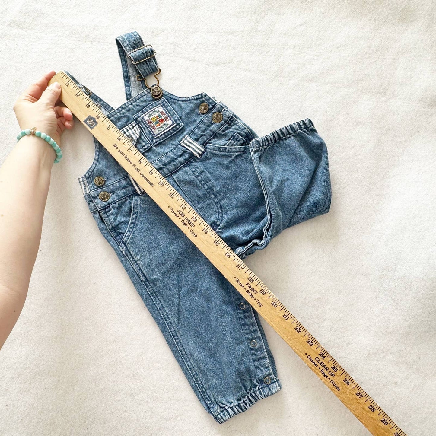 Vintage Okie Dokie Striped Denim Overalls: 12/18m? - Yellow Clover Vintage Kids Clothes