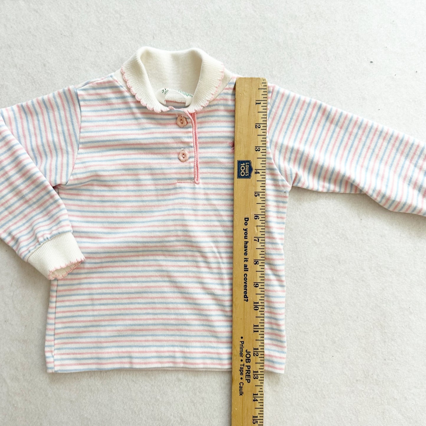 Vintage Healthtex Striped Flower Embroidered Top: 2T? - Yellow Clover Vintage Kids Clothes
