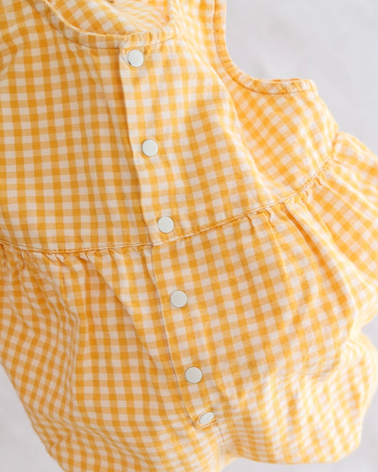Vintage Baby Gap Yellow Gingham Bubble Romper: 6-12M - Yellow Clover Vintage Kids Clothes