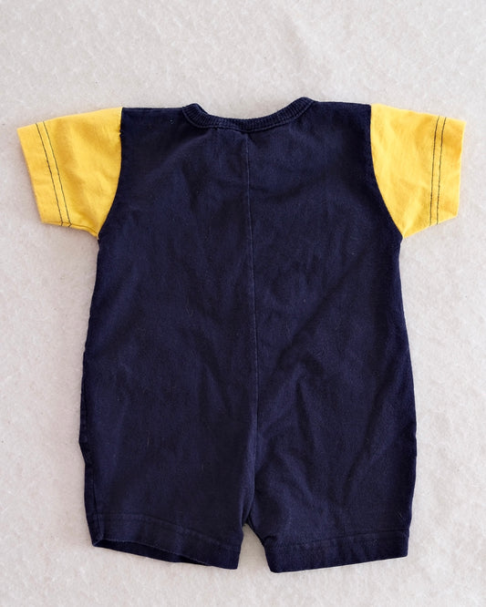 Vintage Miniwear "Puppy Play" Embroidered Romper: 3-6M - Yellow Clover Vintage Kids Clothes