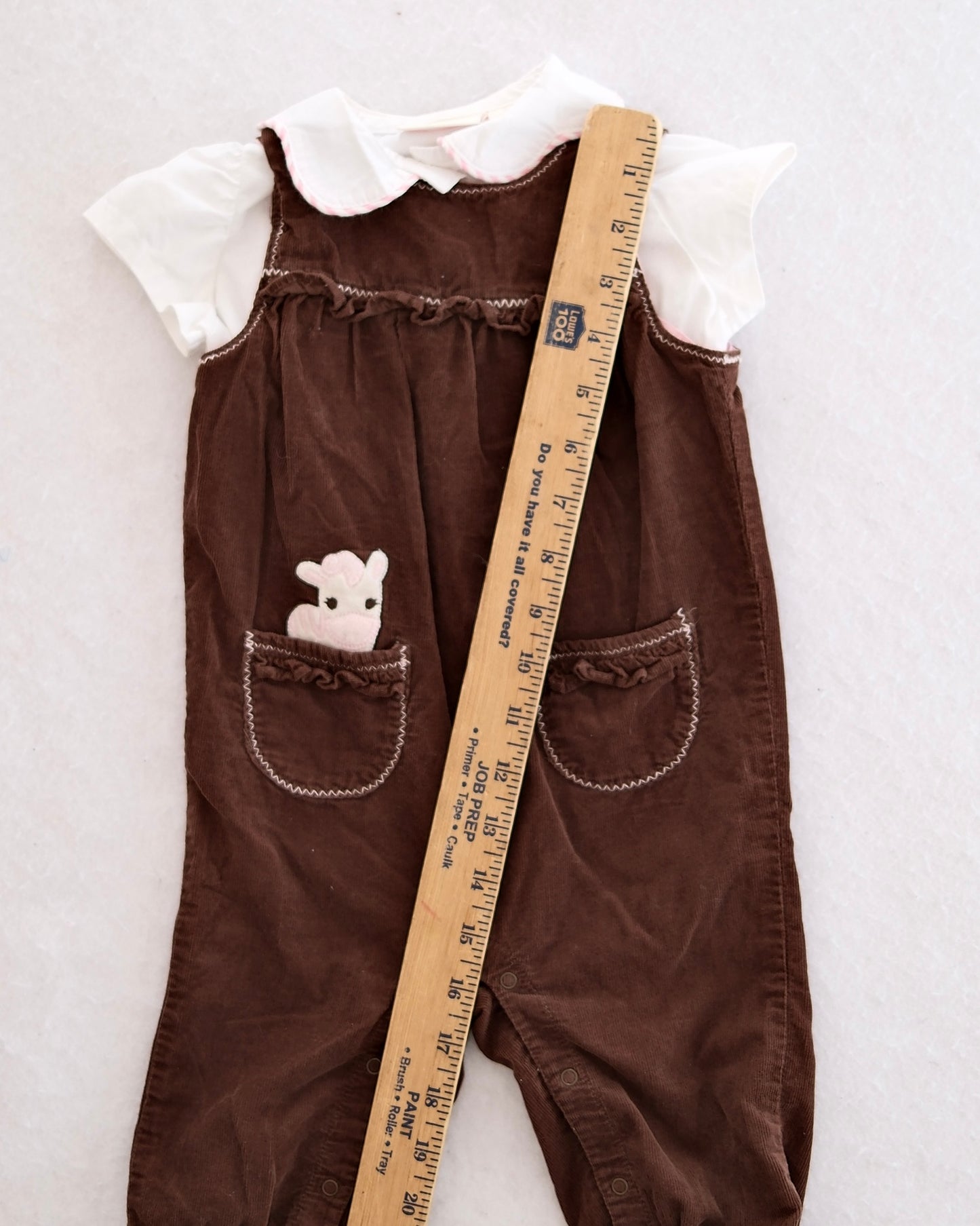 Y2K Gymboree Brown Cord Pink Zebra Romper: 12m