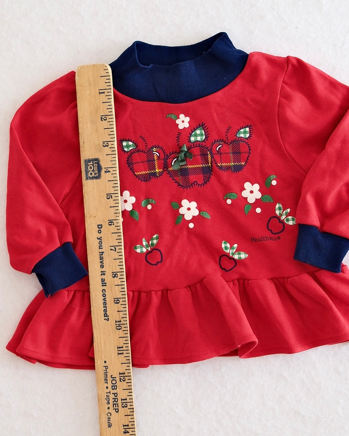 Vintage Healthtex Apple Plaid Peplum Top, size 12m