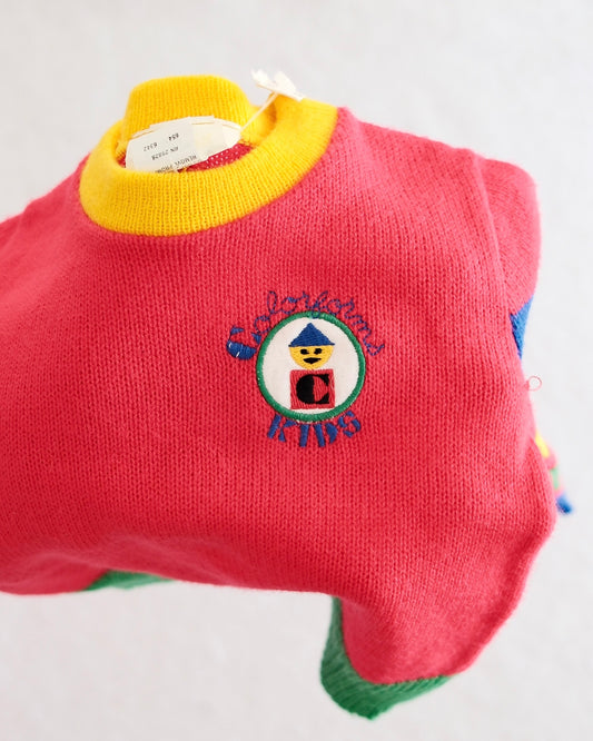 Vintage Colorforms Kids Colorblock Knit Sweater, size 2