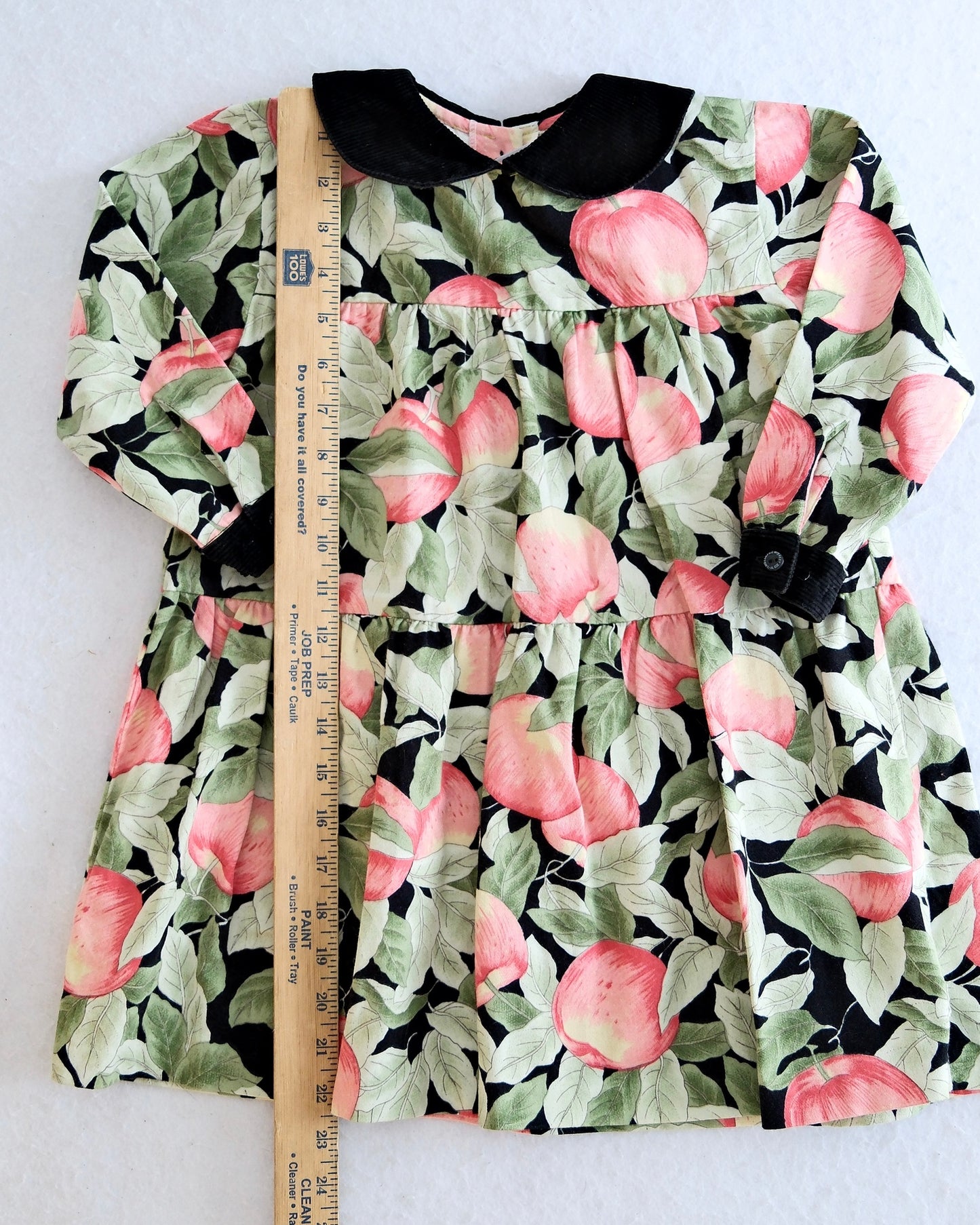 Vintage Mopsey & Cottontail Apple Orchard Print Dress: 4T