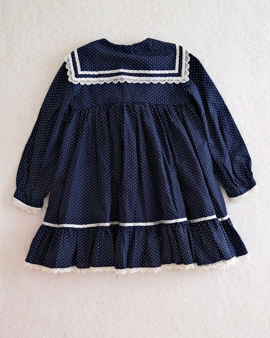 Vintage Navy Polka Dot Sailor Dress: 4T?