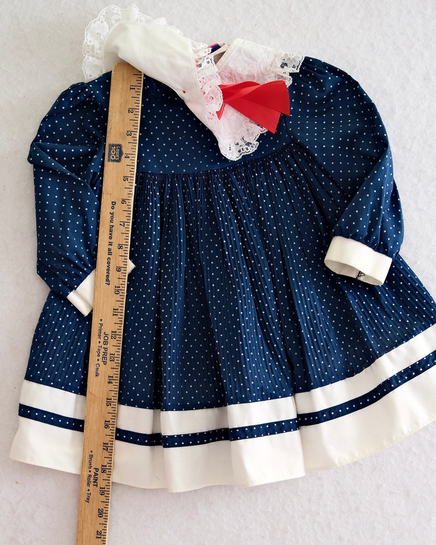 Vintage Roanna Navy Polka Dot Dress: 3t