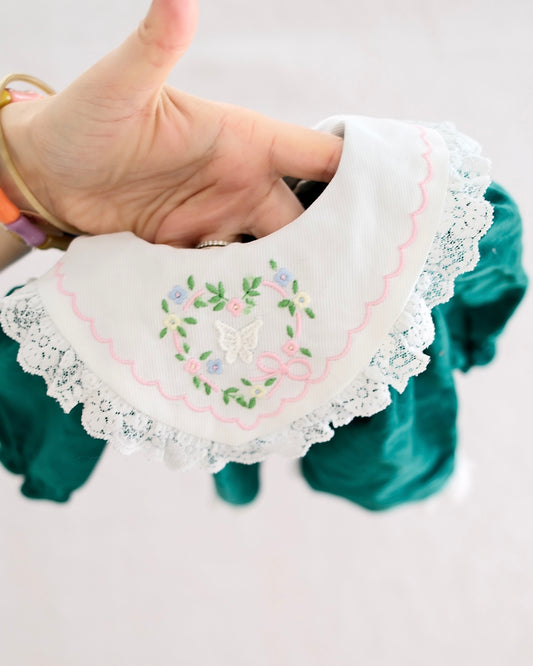 Vintage Green Velvet Embroidered Collar Dress: 18m