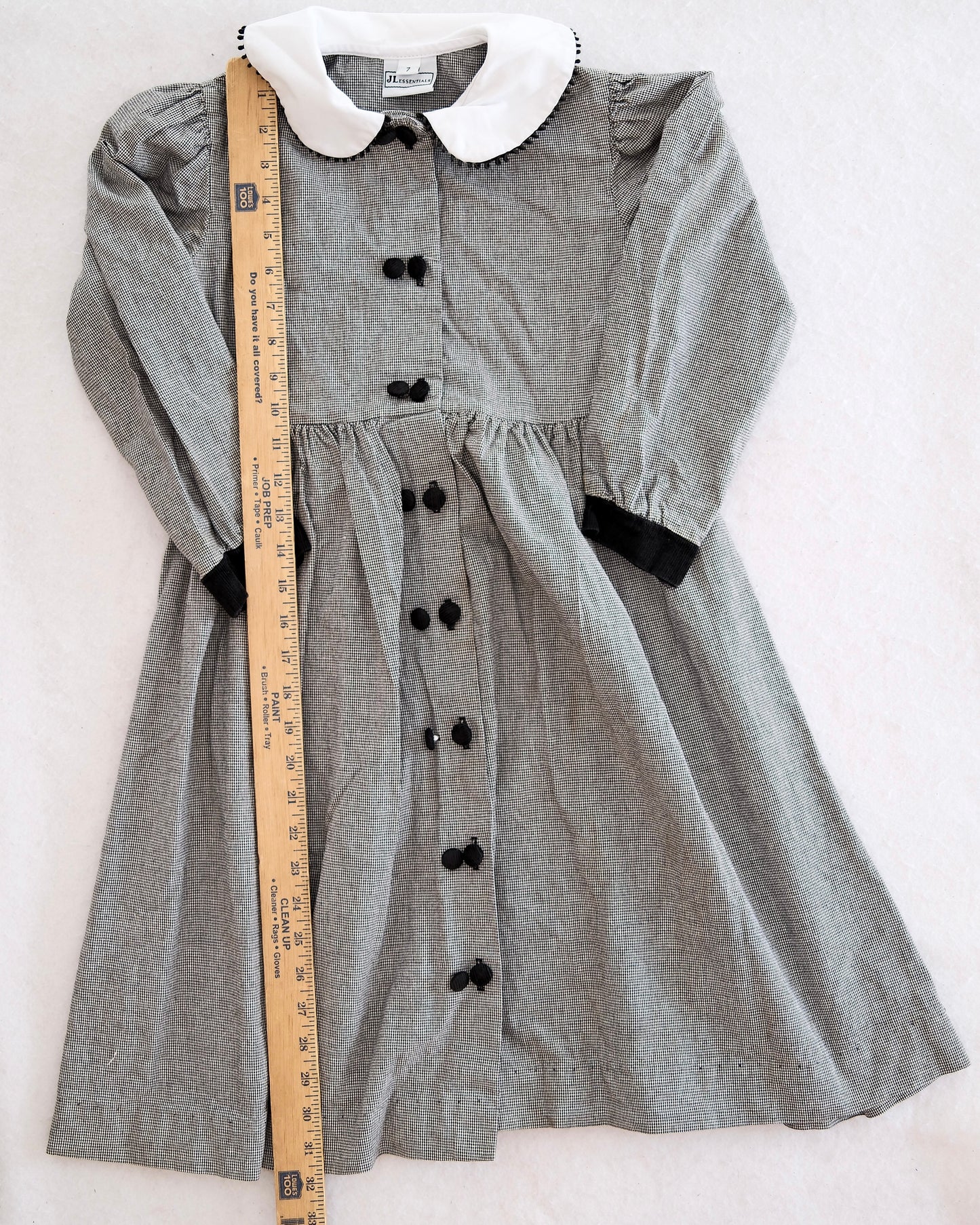 Vintage JL Essentials Houndstooth Button Dress: 7y