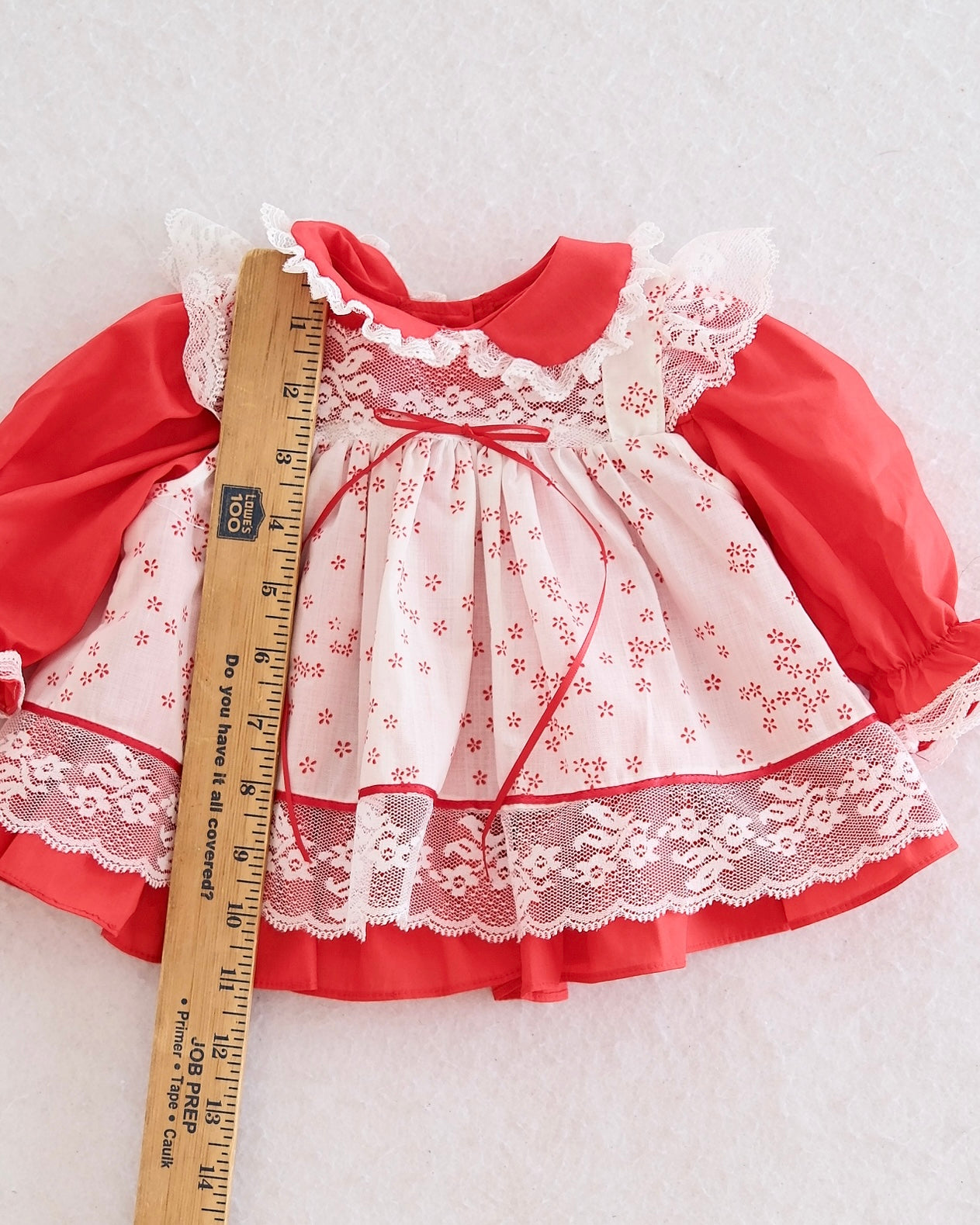 Vintage Bryan Red Floral Pinafore Dress: 0-3m