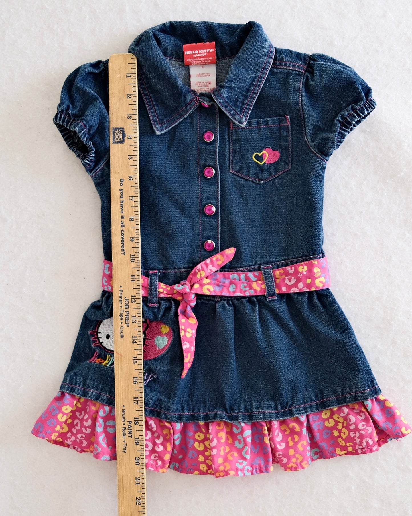 Y2K Kids Hello Kitty Sanrio Denim Button-Front Dress: 5T