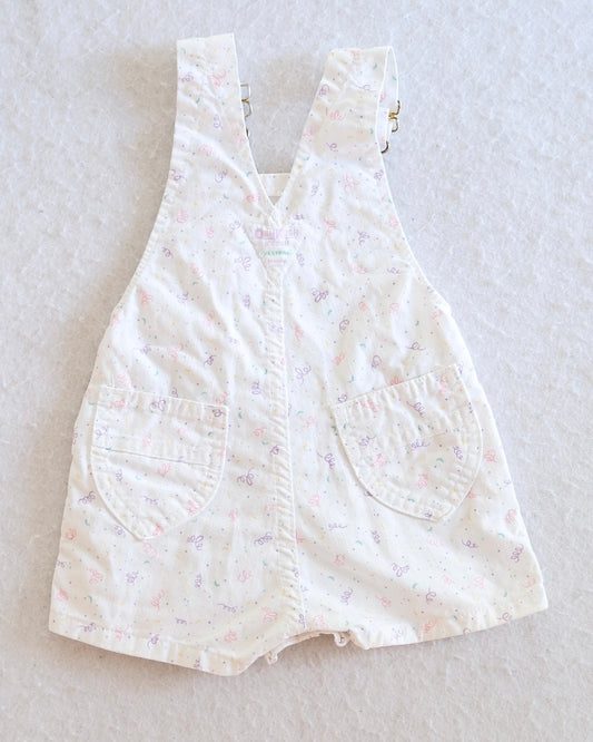 Vintage OshKosh B'Gosh White Pastel Confetti Shortalls: 12 Months