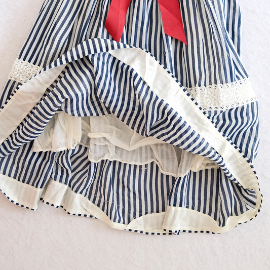 Vintage Youngland Navy Stripe Kids Dress, 7/8y?