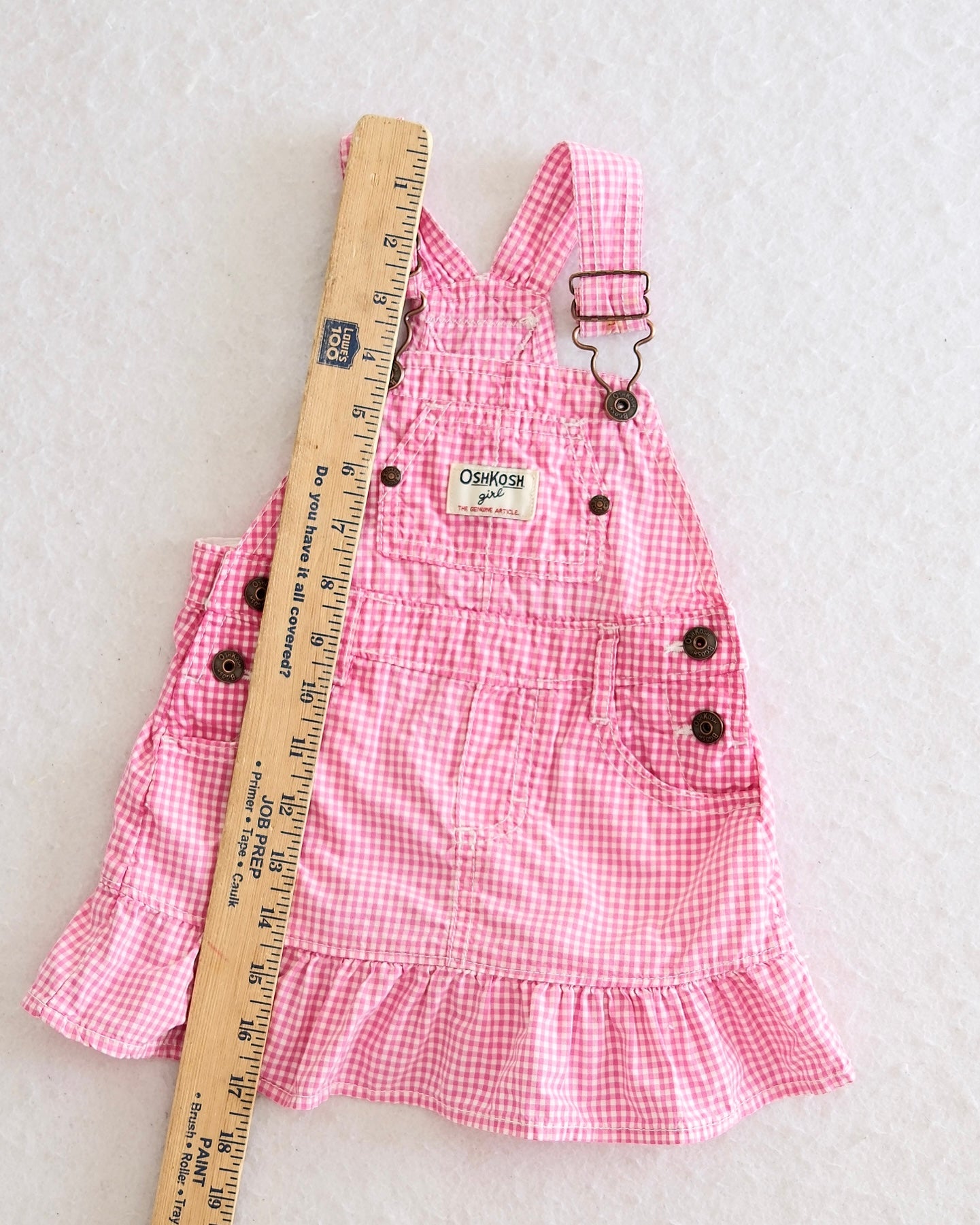 Y2K OshKosh B'Gosh Pink Gingham Ruffle Baby Overall Dress: 18m