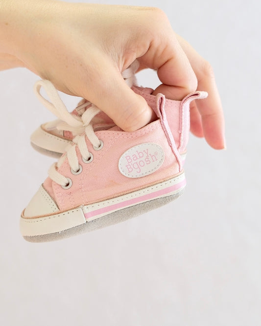 Vintage Baby B'Gosh Pink Canvas High Top Crib Shoes: Size 0
