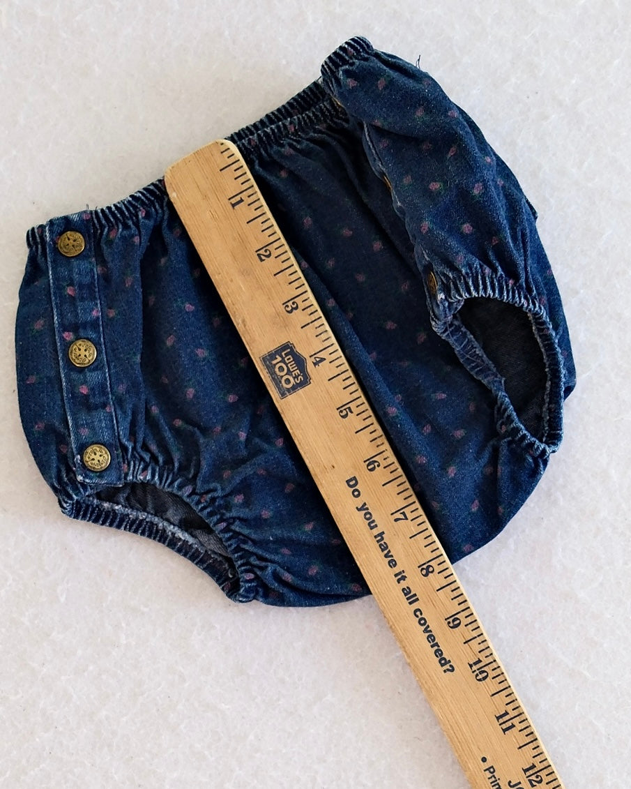 Vintage OshKosh B'Gosh Dark Wash Floral Denim Baby Bloomers: 18m?