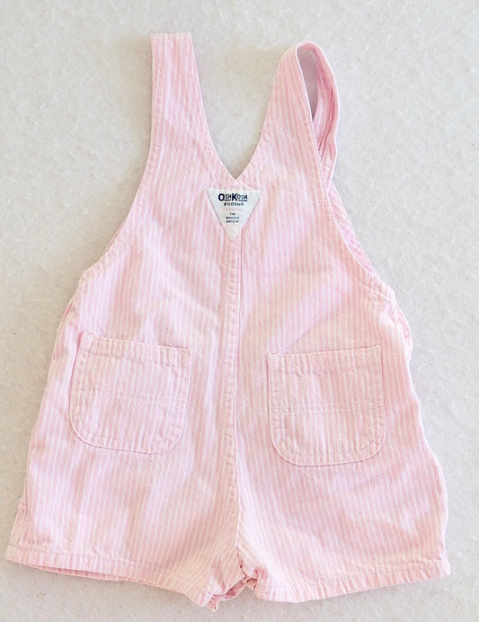 Vintage OshKosh B'Gosh Pink Stripe Baby Shortall Overalls: 18 Months