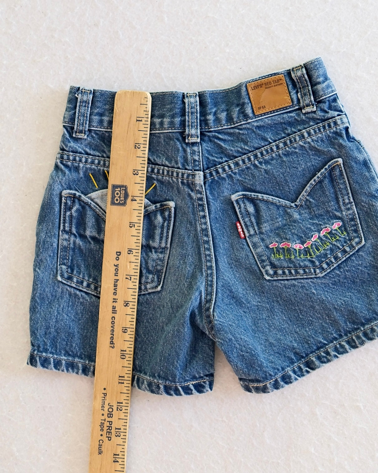 Y2K Levi's Red Tab Embroidered Denim Kids Shorts: 6X
