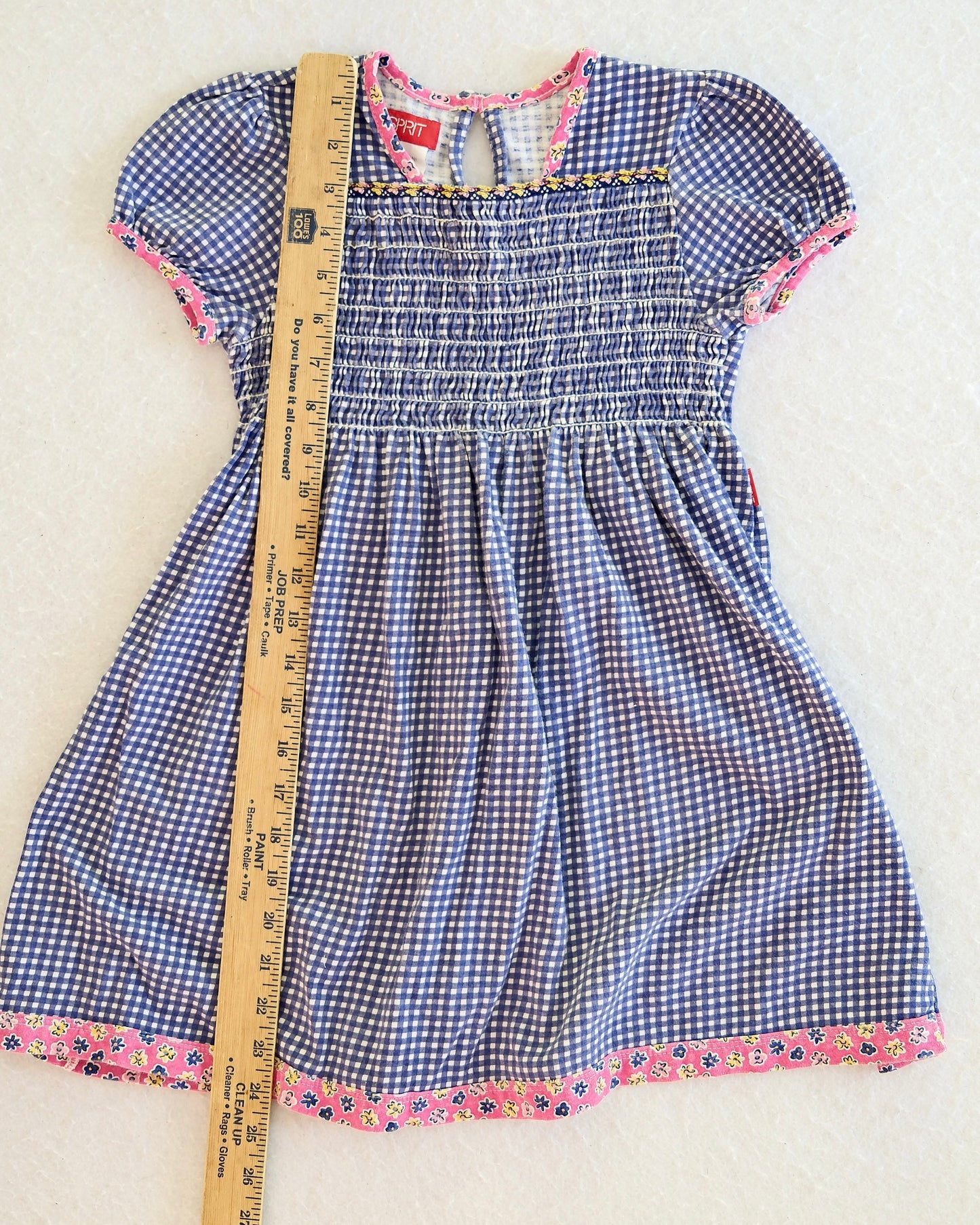Vintage Esprit Mini Navy Gingham Smocked Kids Dress: 6y