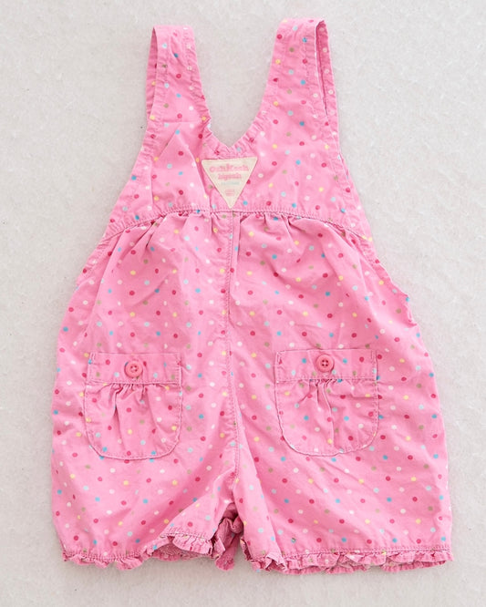 Y2K OshKosh B'Gosh Pink Polka Dot Ruffle Shortalls: 12m
