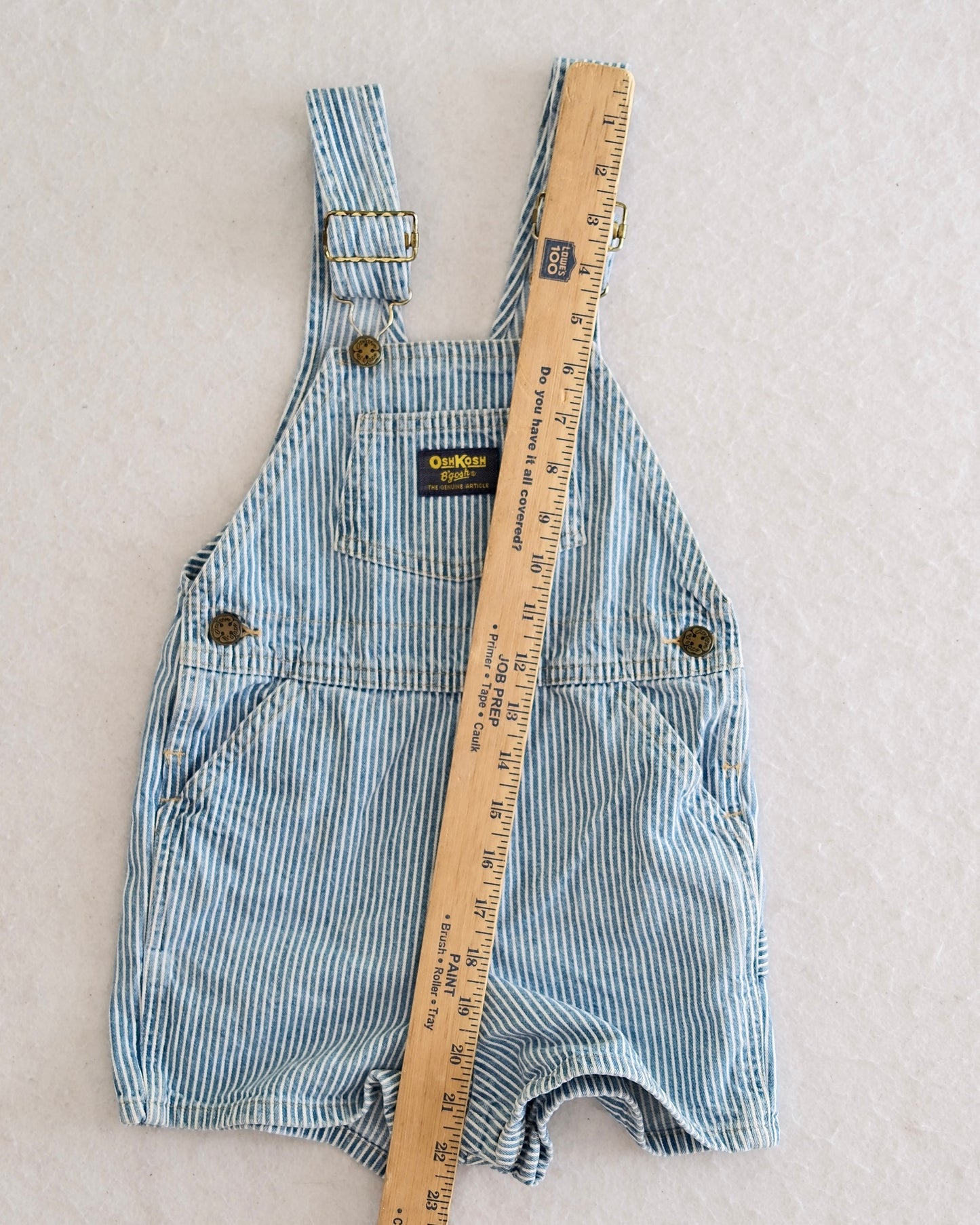 Vintage OshKosh B'Gosh Blue and White Denim Hickory Stripe Toddler Shortalls: 4T