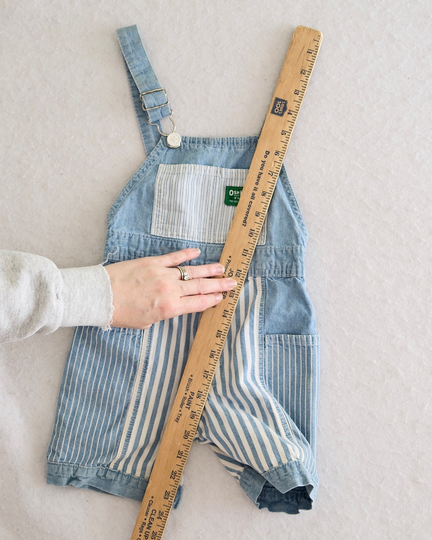 Vintage OshKosh Striped Light Chambray Green Label Toddler Overalls: 4T