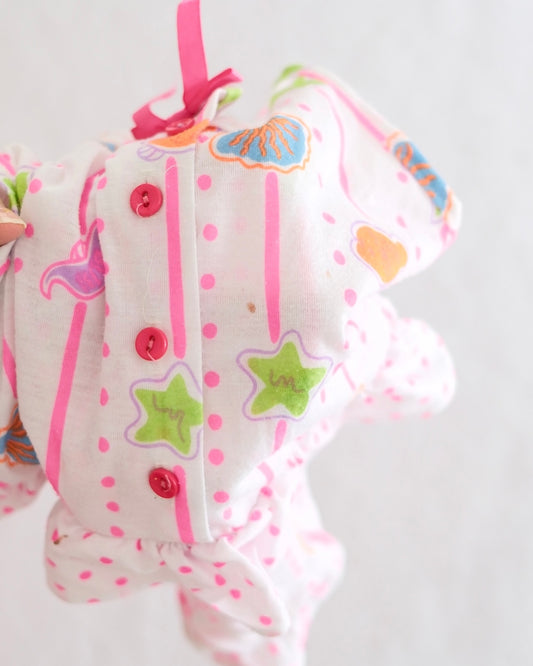 Vintage Baby Seashell and Starfish Surf Print Ruffle Romper: 24m?