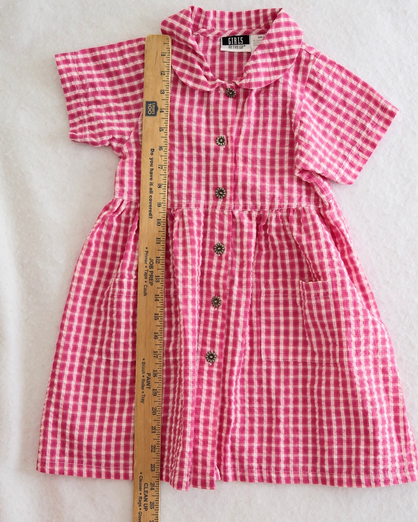 Vintage Girls On The Go Pink Gingham Seersucker Dress: Size 5