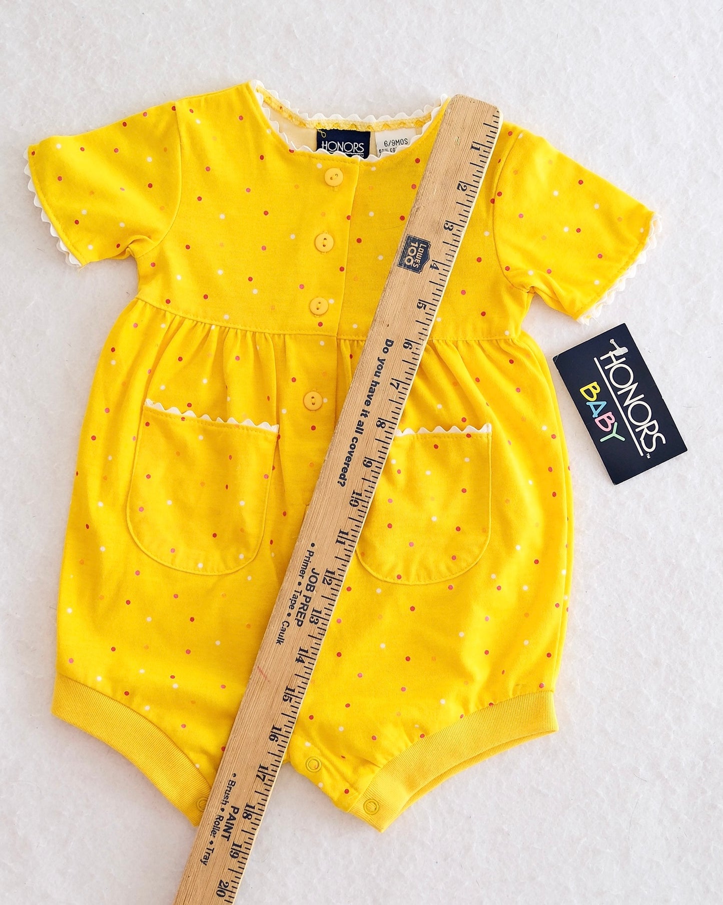 Vintage Honors Baby Yellow Confetti Dot Romper: 12m? — NWT