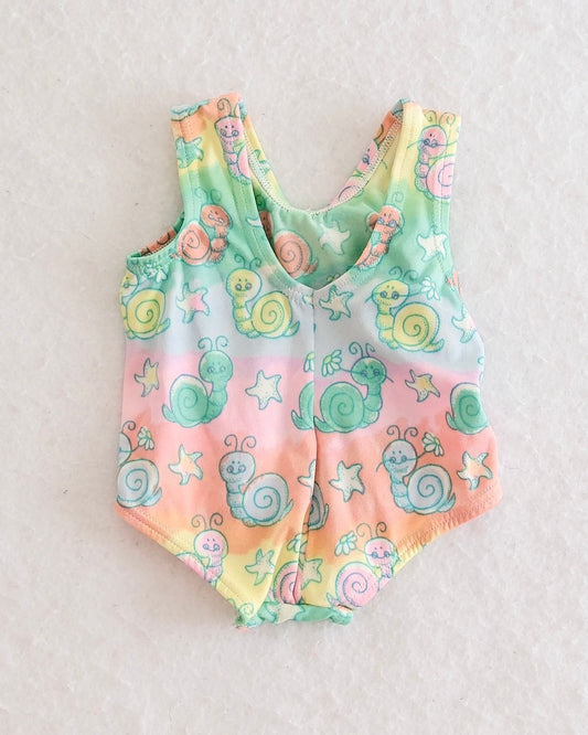 Vintage Carter's Baby Girl Pastel Snail and Starfish Surf Print One-Piece Swimsuit: 3m?