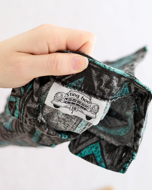 Vintage Sting Bee Kids' Black and Teal Tribal Print Surf Camp Shirt:
