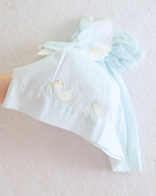 Vintage Nannette Blue Duck Appliqué Heirloom Baby Dress: 24 Months