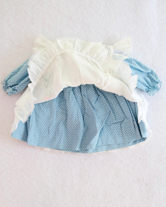 Vintage Nannette Blue Floral Apron Baby Dress with Tulip Appliqués: Up to 3 Months