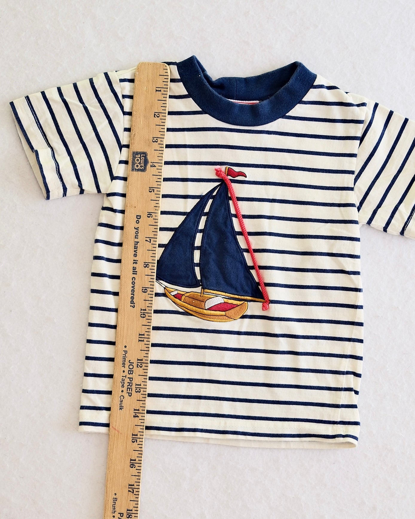 Vintage City Kids Navy Stripe Sailboat Tee and Khaki Cargo Shorts Toddler Set: 2T