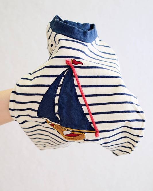Vintage City Kids Navy Stripe Sailboat Tee and Khaki Cargo Shorts Toddler Set: 2T