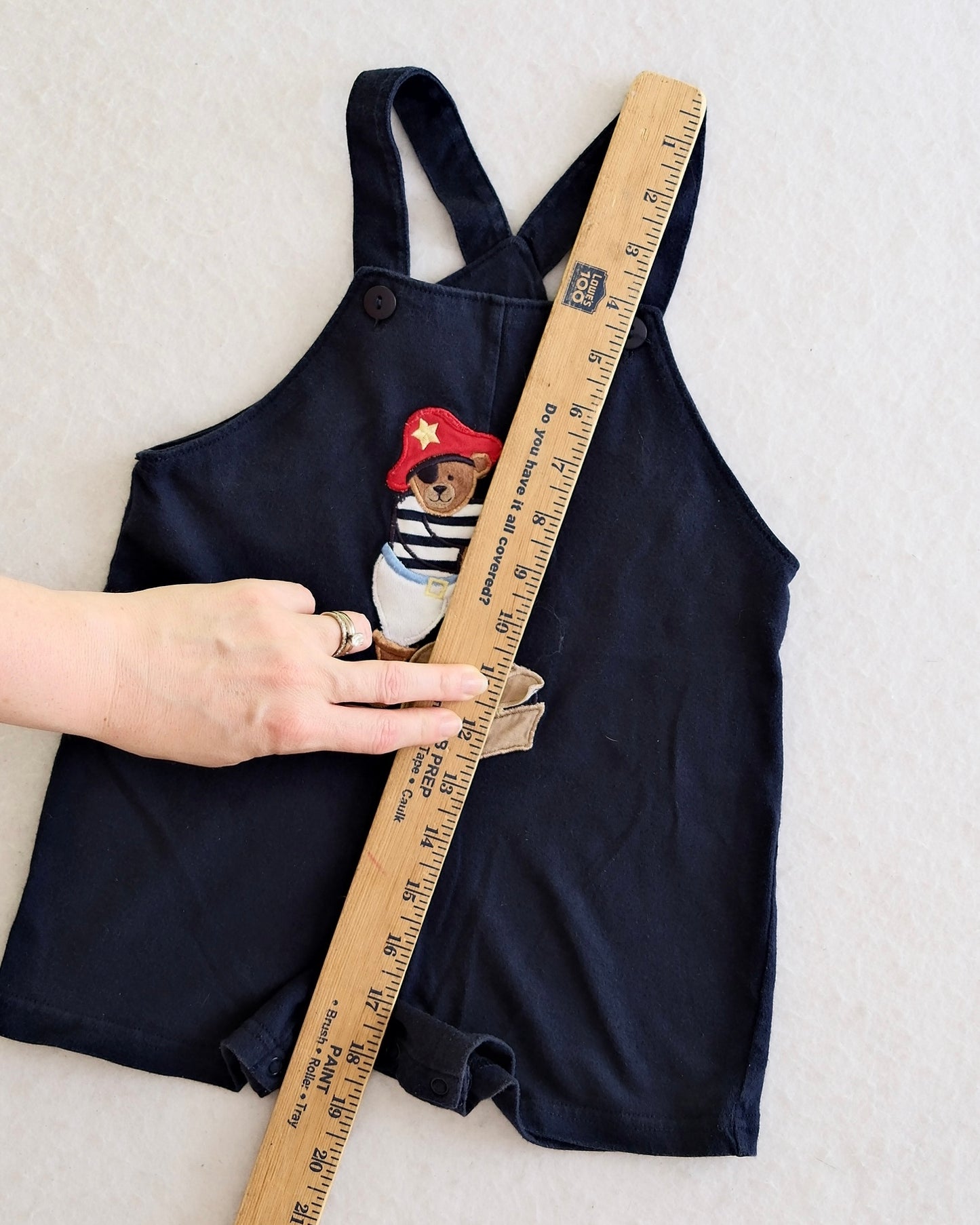 Y2K Goodlad Navy Pirate Bear Baby Romper: 18 Months
