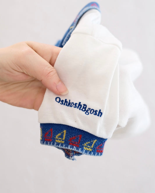Vintage OshKosh B'Gosh Kids White Sailboat Trim Polo Shirt: Size 5