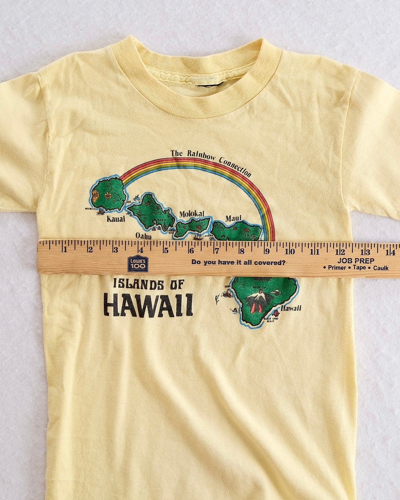 Vintage Hawaii Islands Yellow Kids Graphic T-Shirt: 7/8y?