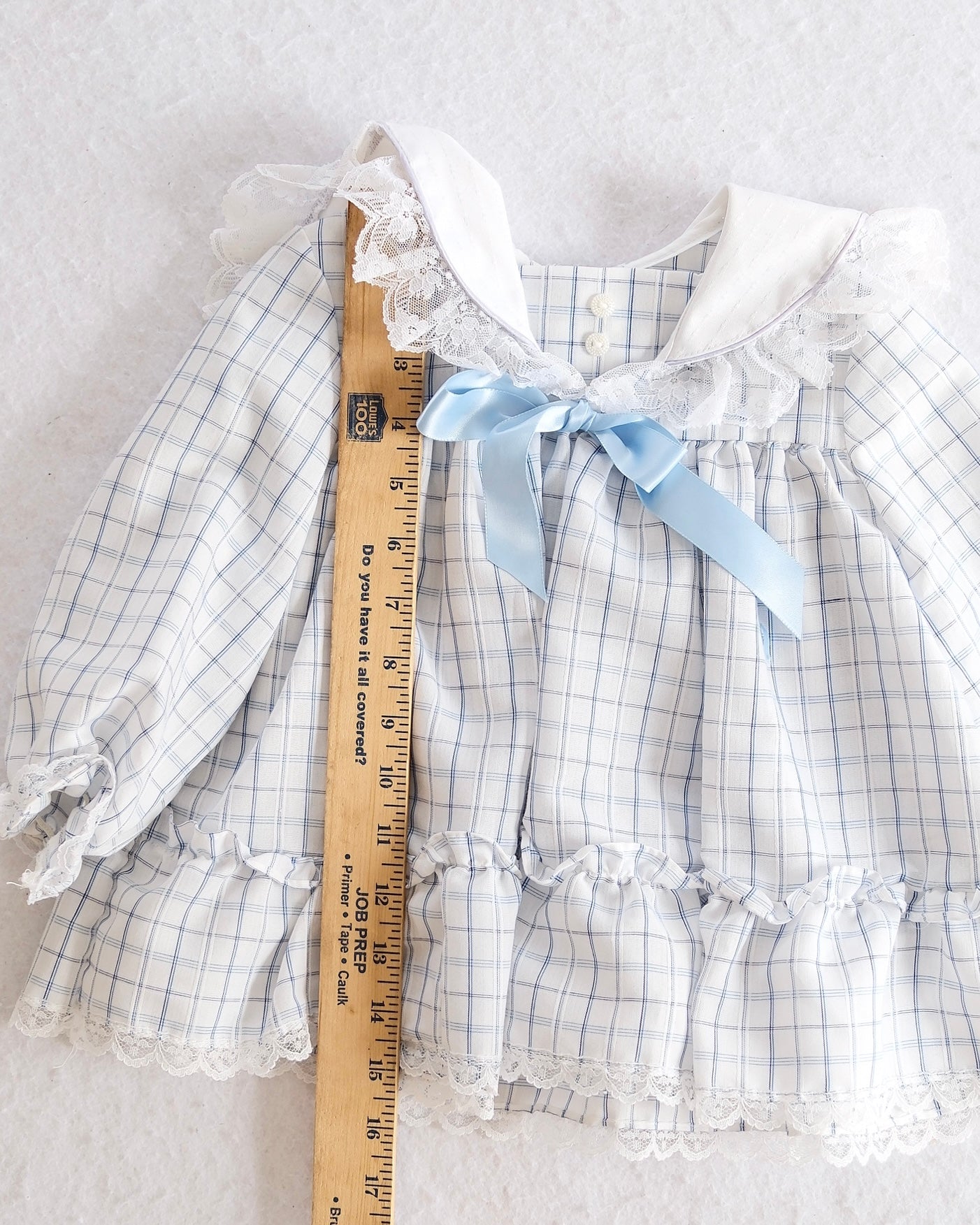 Vintage Haddad Brothers Blue Plaid Sailor Collar Toddler Dress: 24m