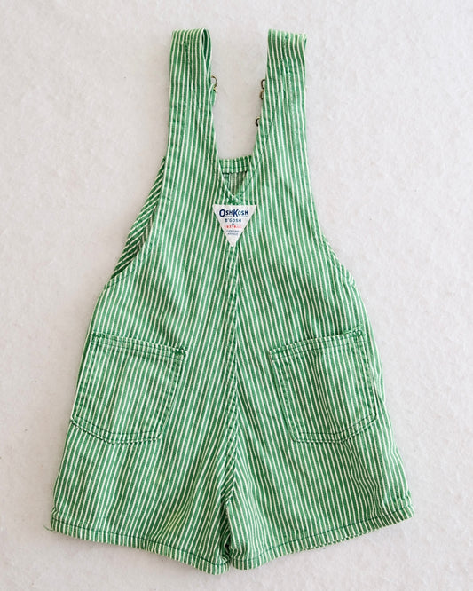 Vintage OshKosh B'Gosh Toddler Green Stripe Shortalls: Size 3T
