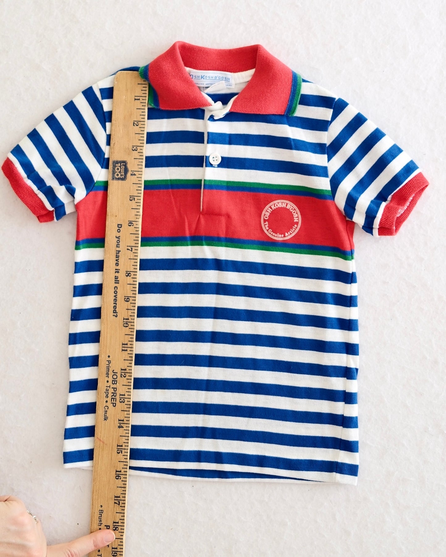 Vintage OshKosh B'Gosh Kids Blue and Red Stripe Polo: Size 5/4T fit