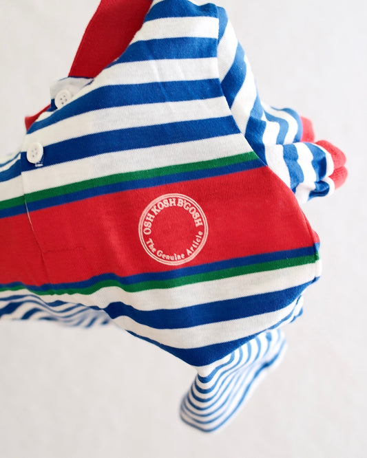 Vintage OshKosh B'Gosh Kids Blue and Red Stripe Polo: Size 5/4T fit