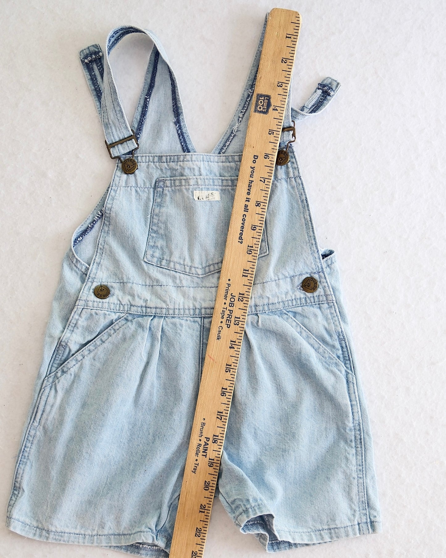 Vintage Guess Light Wash Denim Short Overalls: Size 6X