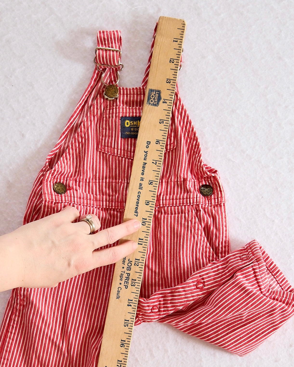 Vintage OshKosh B’Gosh Red & White Stripe Baby Overalls: 6/9 Months - Yellow Clover Vintage Kids Clothes