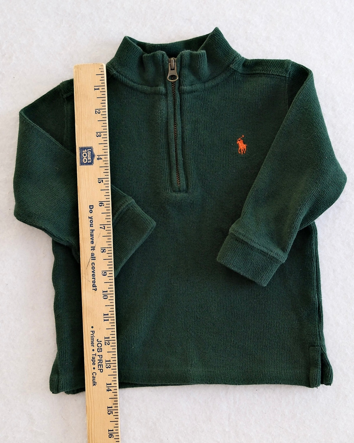 Y2K Polo Ralph Lauren Forest Green Ribbed Quarter Zip: 18m