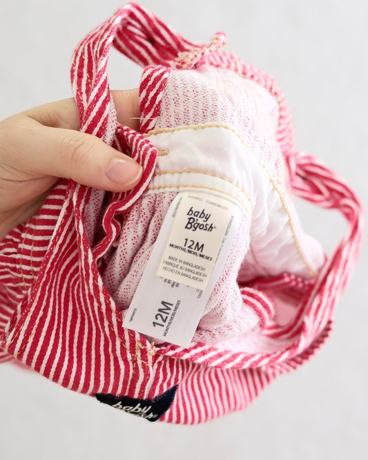 Modern Baby B'gosh Baby Red Stripe Overall Dress: Size 12 Months