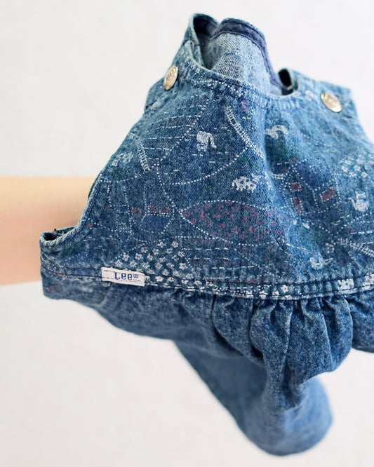 Vintage Lee Toddler Farm Print Denim Dress: Size 4T/2T length