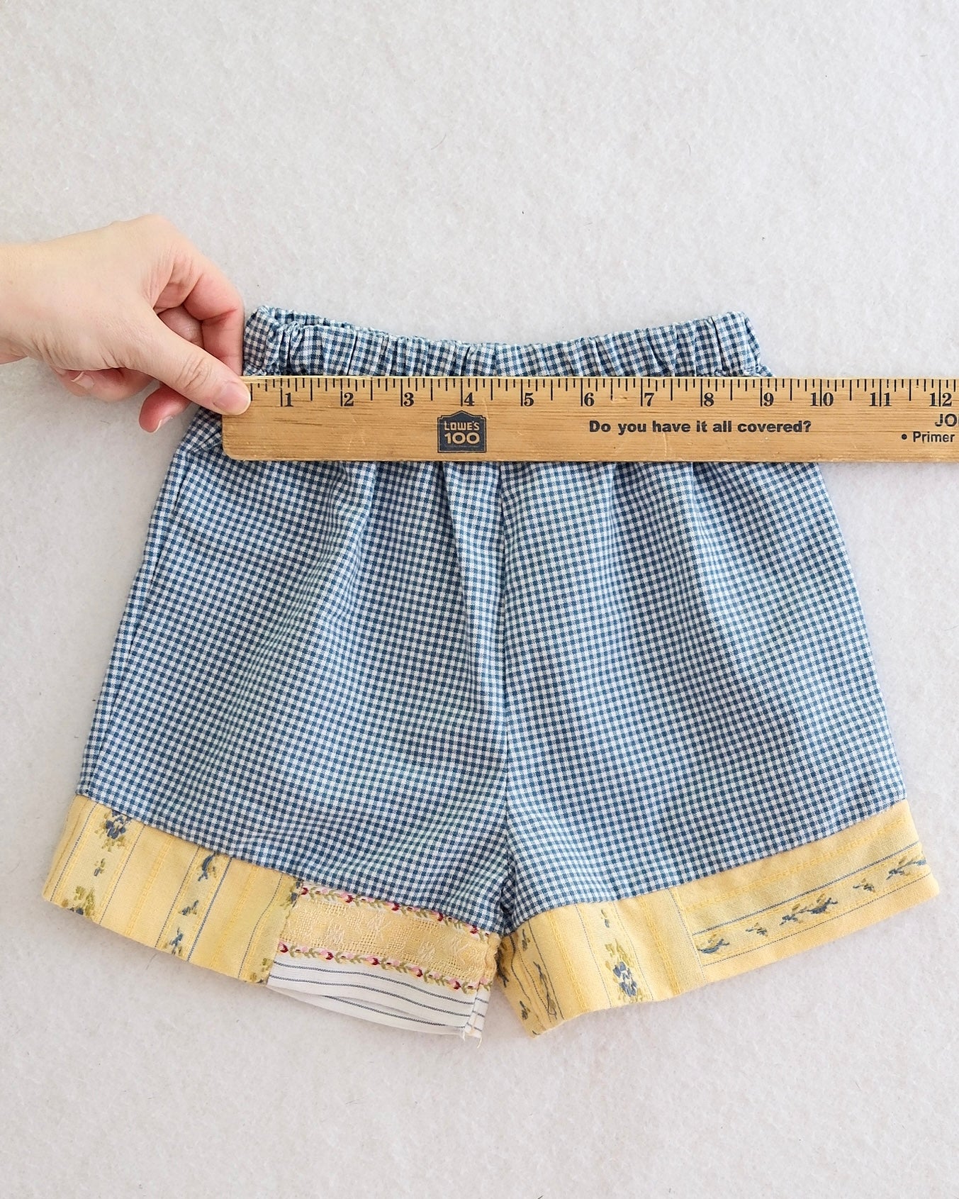 Y2K Blueberi Boulevard Toddler Girls Blue Gingham Patchwork Shorts: Size 4T