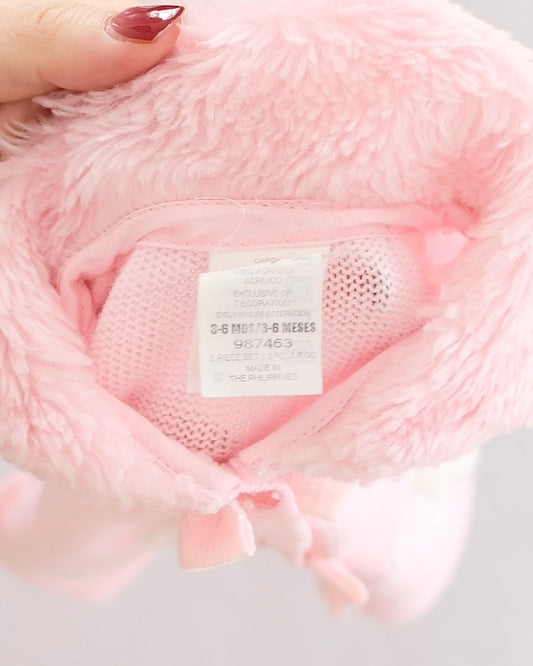 Y2K Pink Poodle Faux Fur Collar Cardigan: 3-6m