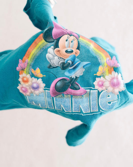 Vintage Disney Store Teal Minnie Rainbow Graphic Tee: 8y?